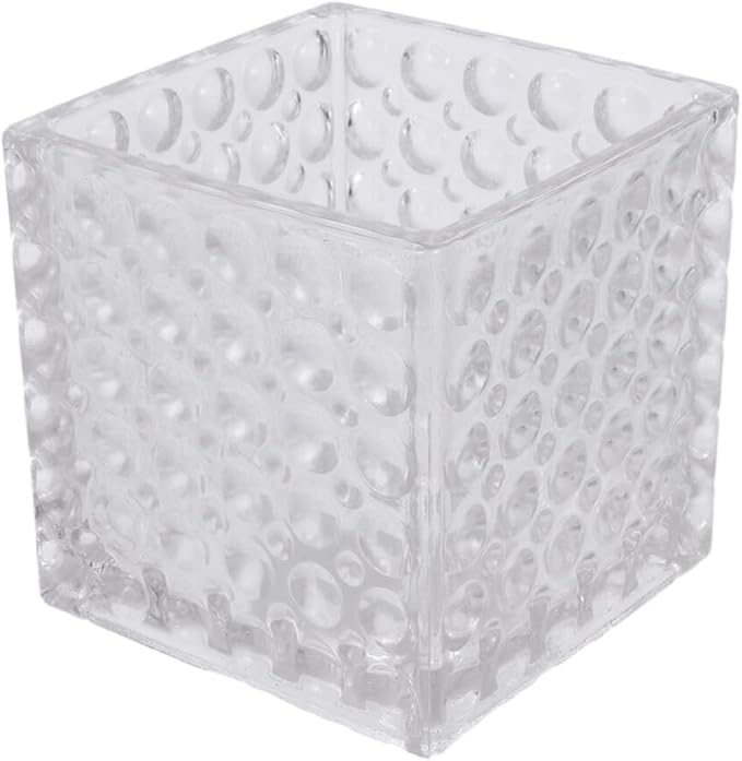 Angoily Transparent Square Glass Flowerpot Cube Shape Hydroponic Vase for Home Office Decoration Elegant Small Planter Pot Pure Material Easy to Clean