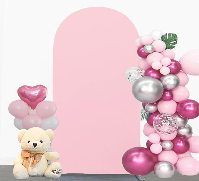 6.6 FT Pink Arch Backdrop Cover, Pink Chiara Backdrop Cover, Spandex Arch Cover for Birthday Wedding Party Photography Decor