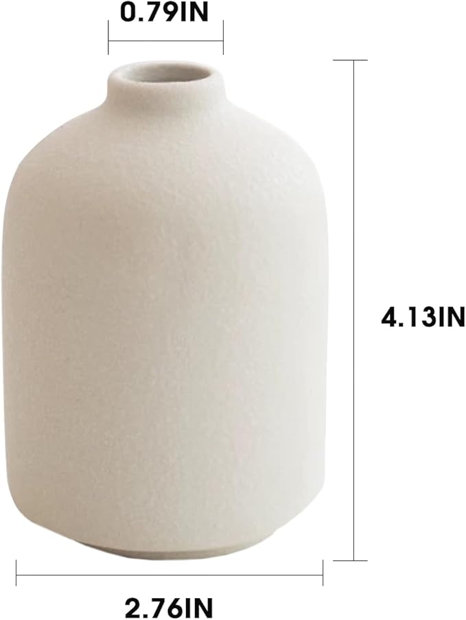 Modern White Small Ceramic Vase Set of 6 for Living Room Bedroom 4.13'' Minimalist Fresh Flower Vases for Home Decor Office Fireplace Centerpieces Nordic Style Gift for Fake Plant 6 Pack
