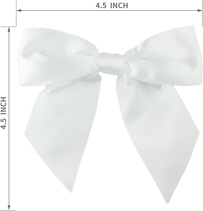 7Rainbows 20pcs Boutique 4.5" White Satin Ribbon Bows for Craft Sewing Scrapbooking Wedding and Gift Wrapping