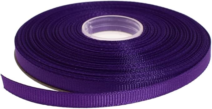 Solid Grosgrain Ribbon 25 Yard Each Roll 100% Polyester Woven Edge (1/4", Purple)