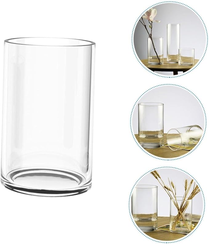 Transparent Cylinder Glass Vase Smooth Touch Floral Arrangement Container for Home Wedding Centerpiece Elegant Modern Flower Holder