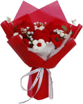 Crochet Flower Tulip Bouquet: Handmade Artificial Flower Knitted Sunflower Bouquet for Festival Wedding Graduation Anniversary (Red)