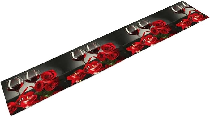 Retro Rose Red Wine Grape Print Table Runner,Table Dresser Runner, Kitchen Dining Table Runners for Indoor Outdoor Holiday Decor 13x90 Inch