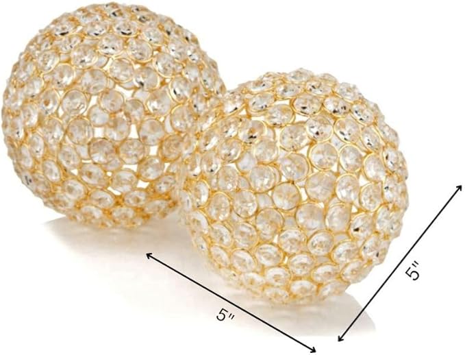 Modern Day Accents Facetas 5" Gold Cristal Spheres - Set of 2