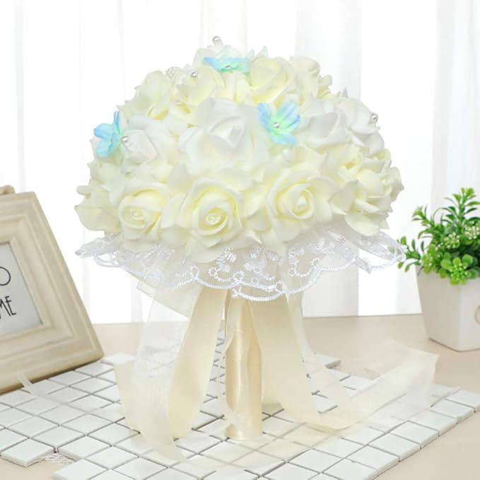 200pcs Ivory Artificial Foam Rose Flower Head, 3-Inch Fake Flower Heads Stemless Flowers for DIY Crafts,Wedding Bouquets Centerpieces Arrangements Party Baby Shower Home Decor (Ivory)