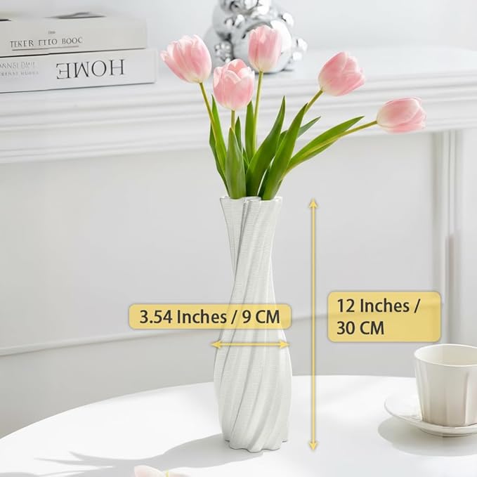 White Ceramic Decorative Vase, Nordic Modern Irregular Shape Flower Vase for Home Decor, Simple Artistic Centerpiece for Dining Table or Coffee Table