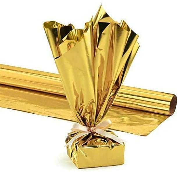 PMU Gift Wrap Mylar Roll Metallic Gold 2-sided, 48 Inches X 100 Ft Roll 1.4 Mil Highly Reflective Mylar Film, Great for Gifts, Birthdays, Christmas, Baskets, Arts & Crafts