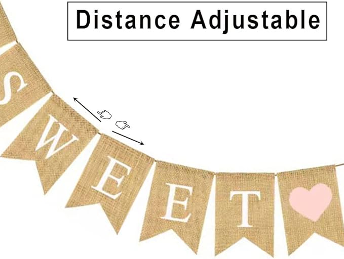 Baby Shower Banner Burlap Rustic Girl Baby Shower Decorations, Sweet Baby Girl Sign Garland for Girl Shower Decoration