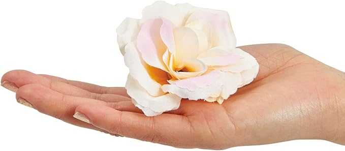 Bright Creations Artificial Roses - 3-Inch Champagne, 50-Pack Stemless Silk Heads - Silk Roses for Wedding DIY Bouquets - Gold Flowers for Centerpieces & Home Decor