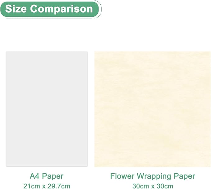 M METERXITY 38-Sheet Korean Cotton Wrapping Flower Paper, 11.8 Inch Waterproof Floral Wrapping Cotton Paper for Bouquets/Gift Packaging [Bright Beige]