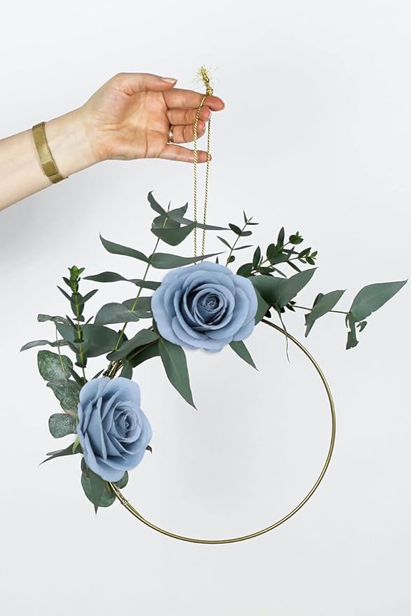 Artificial Rose Flower Artificial Flowers Flower with Long Stem Silk Roses Bouquet for Wedding Bridal Shower Party Home Decoration (Dusty Blue, 30 Pcs)