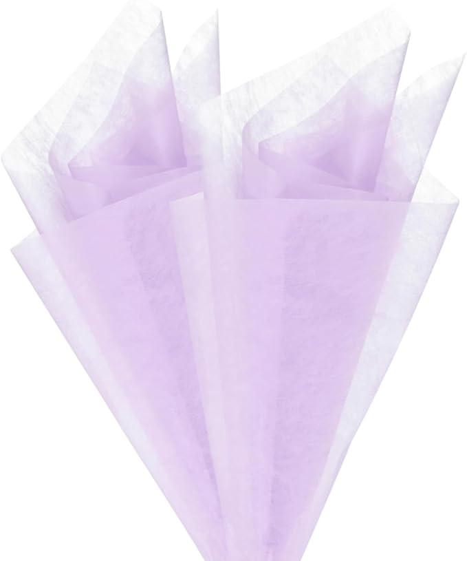 M METERXITY 38-Sheet Korean Cotton Wrapping Flower Paper, 11.8 Inch Waterproof Floral Wrapping Cotton Paper for Bouquets/Gift Packaging [Light Purple]