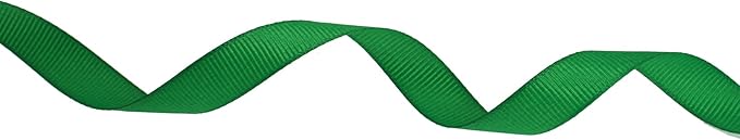 Solid Grosgrain Ribbon 25 Yard Each Roll 100% Polyester Woven Edge (3/8", Green)