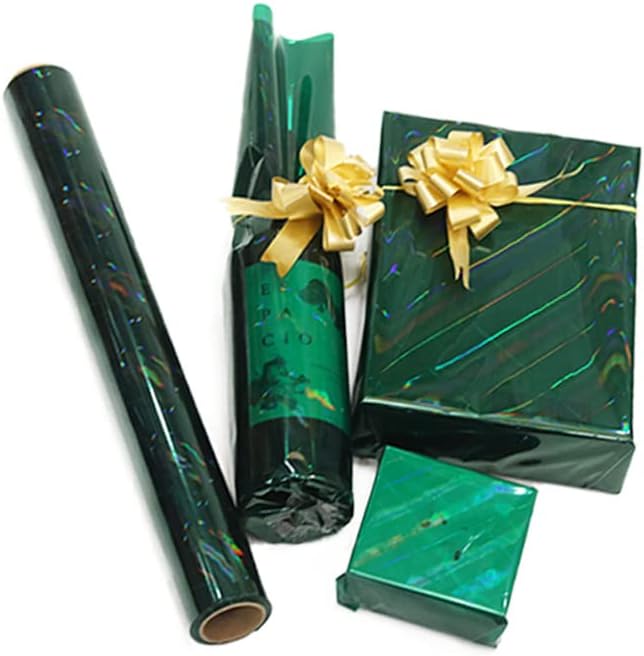 CMFYHM Iridescent Green Cellophane Wrap Roll I 34 In Wide X 100 Ft Long I Colorful Cello Perfect For Baskets,Gifts, Treats,Birthday Holiday Wedding Floral, Party Arts Crafts Decoration (Green)