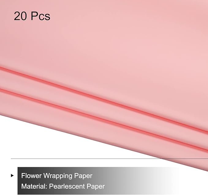MECCANIXITY 20 Pcs Flower Wrapping Paper 22.8x22.8 Inch Waterproof Florists Wrapping Paper for Florist Bouquet Supplies, DIY Crafts, Gift/Gift Box Packaging Red Pink