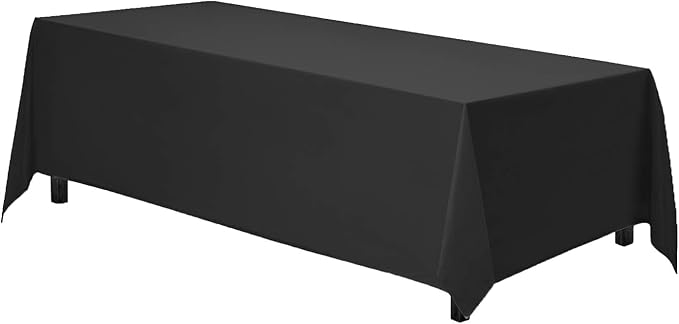 Gee Di Moda Rectangle Tablecloth - 70 x 120 Inch Black Table Cloth for 6 or 8 Foot Rectangle Table - Heavy Duty Washable Fabric - for Buffet Table, Holiday Party, Dinner, Wedding & Baby Shower
