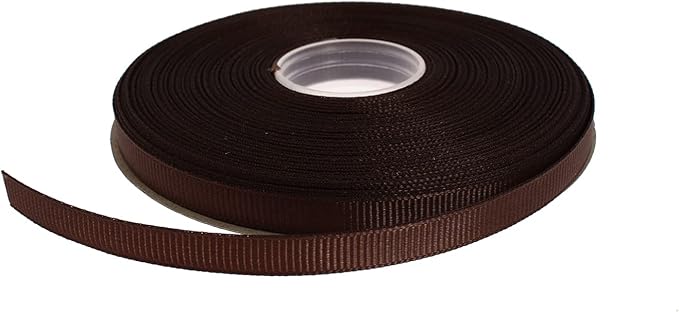 Solid Grosgrain Ribbon 25 Yard Each Roll 100% Polyester Woven Edge (1/4", Coffee)