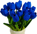 20pcs Blue Faux Tulips Flowers Fake Flowers Bouquets 13.5" Mother's Day Easter Valentine’S Day Gifts in Home Kitchen Wedding Dining Table Decorations Aesthetic No Odor