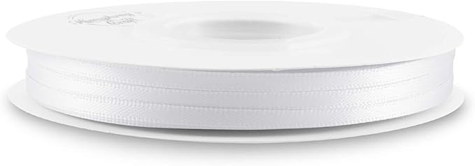 Humphrey's Craft 1/8 Inch White Double Faced Satin Ribbon - 50 Yards Variety of Color for Crafts Gift Wrapping DIY Bows Decoration Sewing and Invitation Card.
