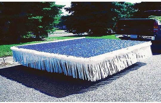 Anderson's Dark Blue Vinyl Floral Sheeting,15 Ft. Parade Float Decoration for Trailers, Parties, Weddings, Proms, Photo Backdrops & Events – Durable Fringe Garland for Indoor/Outdoor Use