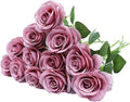 Artificial Rose Flower Artificial Flowers Flower with Long Stem Silk Roses Bouquet for Wedding Bridal Shower Party Home Decoration (Mauve, 12 Pcs)