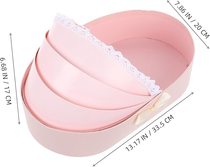 KOMBIUDA Valentine Day Bouquet Packaging Box Pink Floral Cradle Shape Box Half-open Design for Flower Arrangements Shower Anniversary Wedding