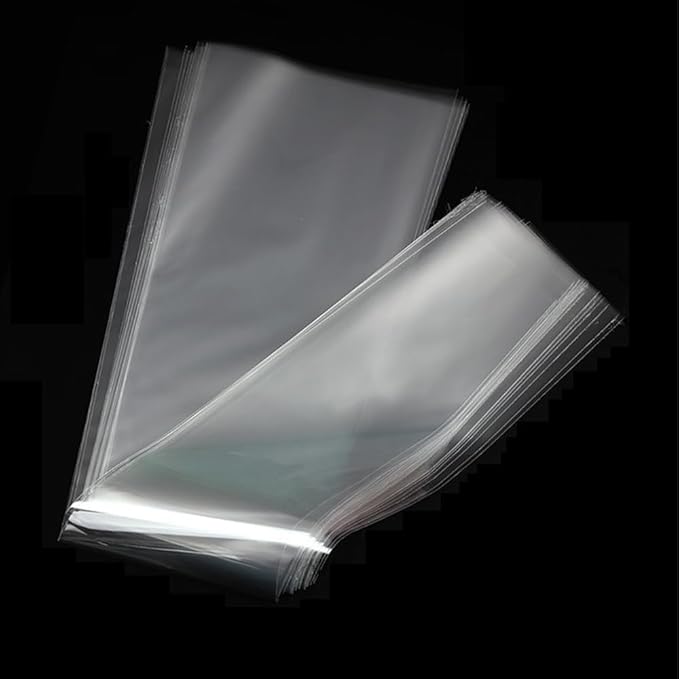 LAYYUK 100 Pcs Clear Plastic Flower Bouquet Sleeve Bags,Transparent Cellophane Rose Packaging Bags Gift Wrap Cellophane for Valentine's Day Gift Packaging