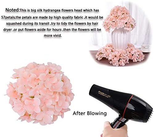 Silk Hydrangea Heads with Stems Artificial Flowers Heads for Home Wedding Decor,Pack of 10 (Sky Blue)