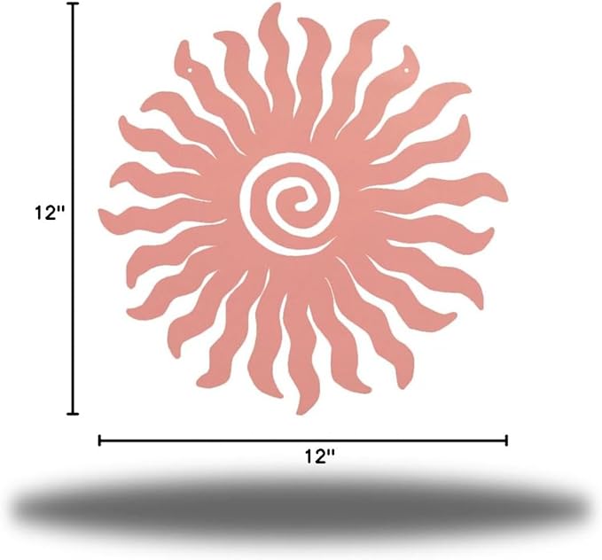 Riverside Designs Sunburst Metal Wall Art Steel Outdoor Decor - Heavy-Duty and Waterproof - Made in USA (12", Pink)