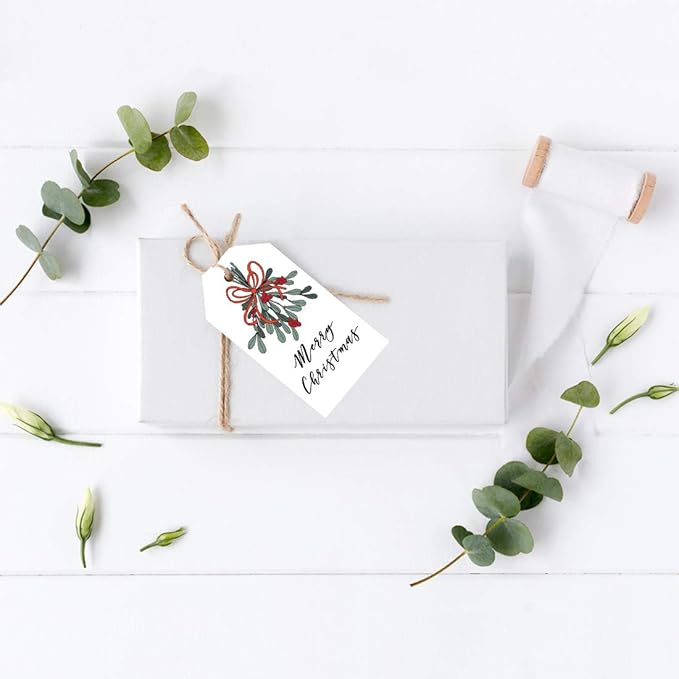 Andaz Press Christmas Holiday Season Classic Gift Tags, Merry Christmas to from Classic Favor Tags, Mistletoe Design, for Holiday Events, Parties, and Favors, 60-Pack