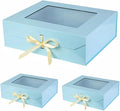 3 Pcs Extra Large Blue Gift Box for Presents with Ribbon 19x16x6 Inches Clear Gift Box with Window Magnetic Closure Gift Boxes with Lids