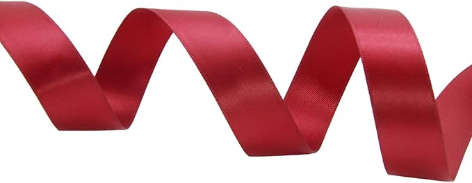 Maroon Double Faced Satin Ribbon 7/8 Inch - 100 Yards Continuous Soft Gift Wrapping Package Ribbon for Invitations, Flower Bouquets, Weddings, Bows, Hair, DIY Crafts, Party & Christmas Deco