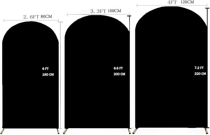 Black Wedding Arch Cover 7.2 FT, 7.2 FT Arch Backdrop Cover, Black Arch Backdrop Stand Cover for Party Celebration Proposal Birthday