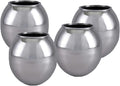 Serene Spaces Living Alerra Stainless Steel Vase, Round Modern Silver Flower Vase, Minimalist Metal Accent for Home, Office, Wedding, or Event Centerpiece, 6.5" Diameter & 6.5" Tall, Pack of 4