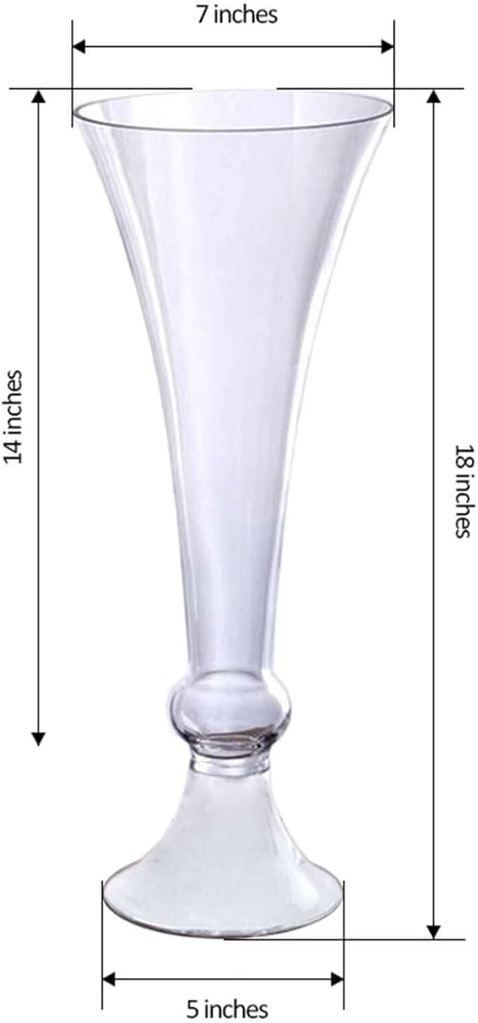 Efavormart 18'' | Pack of 4 Trumpet Glass Vase