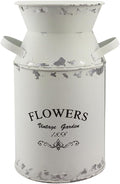 Galvanized White Milk Can Antique Retro Vase Metal Planter Rustic Vintage Primitive Flower Holder Farmhouse Country Plant for Home Office Decor, 7.5”