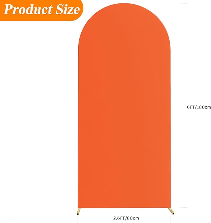 Wokceer 6FT Wedding Arch Backdrop Cover Spandex Fitted Wedding Stand Covers Round Top Chiara Arch Backdrop Cover for Birthday Party Ceremony Banquet Decoration OrangeRed