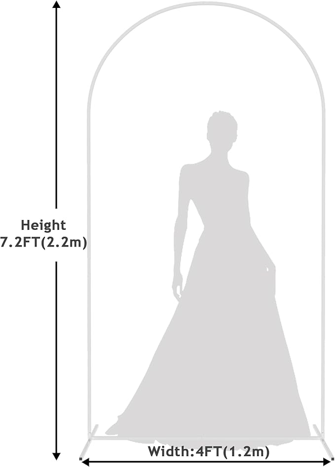 Asee'm 7.2FT White Wedding Arch Stand Metal Square Arched Backdrop Frame for Party Ceremony Birthday Bridal Baby Shower Garden Floral Balloon Arch Decoration