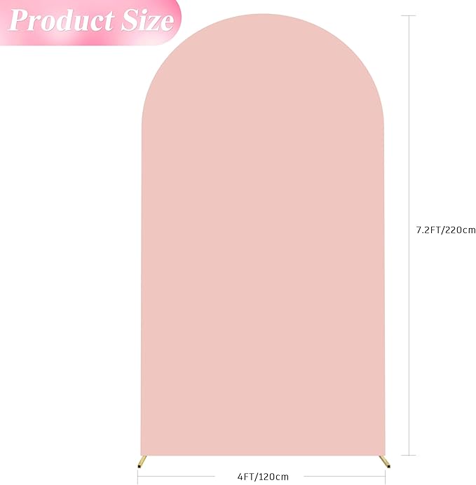 Wokceer 7.2FT Wedding Arch Stand Spandex Fitted Arch Covers Round Top Chiara Arch Backdrop for Birthday Party Ceremony Banquet Decoration Pale Pink