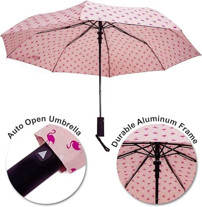 Nollia Windproof Automatic Travel Umbrella, Compact Portable with Reinforced Ribs for Sun & Rain