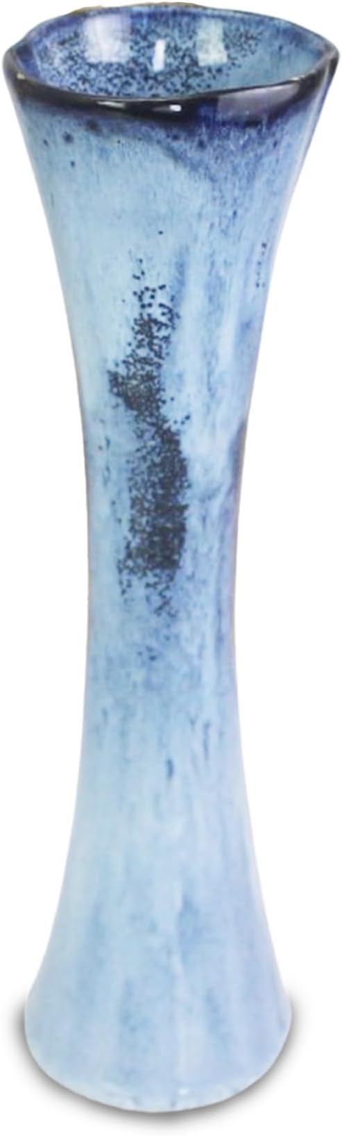 RoRo Handmade 10-Inch Reactive Blue Hourglass Ceramic Vase