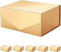 PACKHOME 6 Christmas Gift Boxes 9x6.5x3.8 Inches, Rectangle Collapsible Boxes with Magnetic Lids for Xmas Gift Packaging (Glossy Gold)
