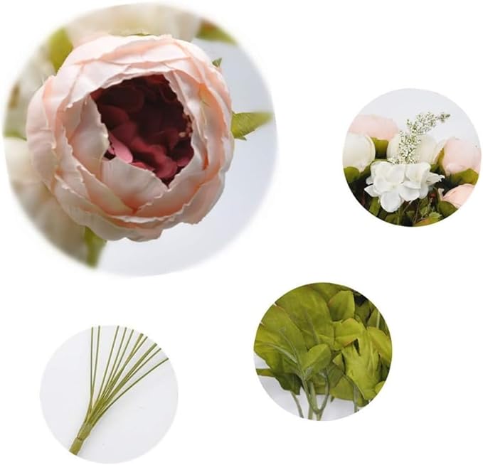 2 Packs Artificial Peony Flowers Silk Peonies Fake Flower Bouquet Arrangements for Home Wedding Party Decoration (Light Pink)