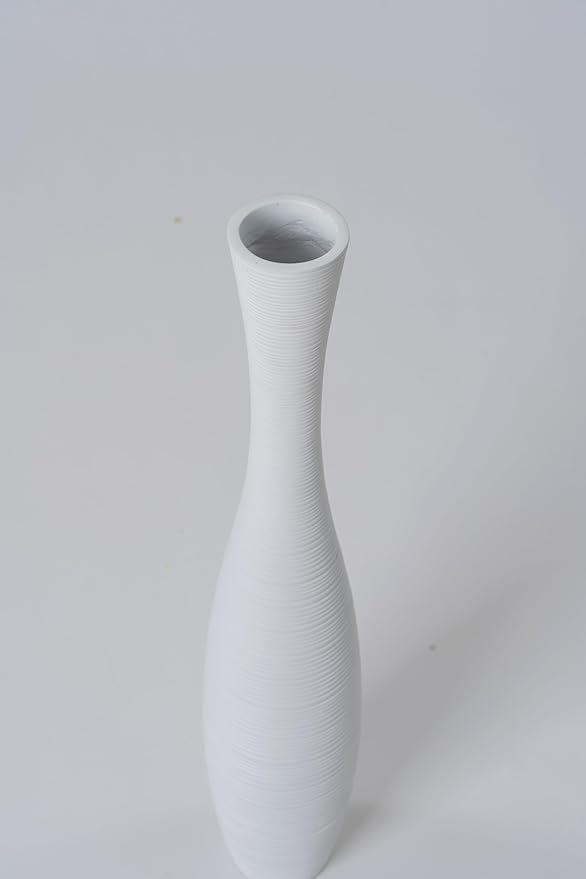 Leewadee Decorative Tall Floor Vase for Living Room Decor, 26 inches, White, Resin