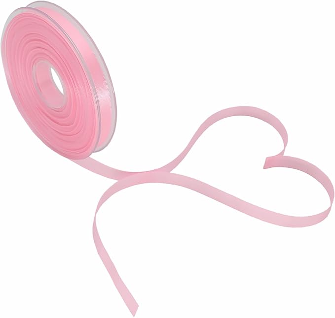 PMLAND Baby Pink Fabric Satin Ribbon 3/8'' Inch x 27 Yards Double Faced Use for Crafts Gift Wrapping Floral Bouquets Ornaments Hair Bows Party Decoration