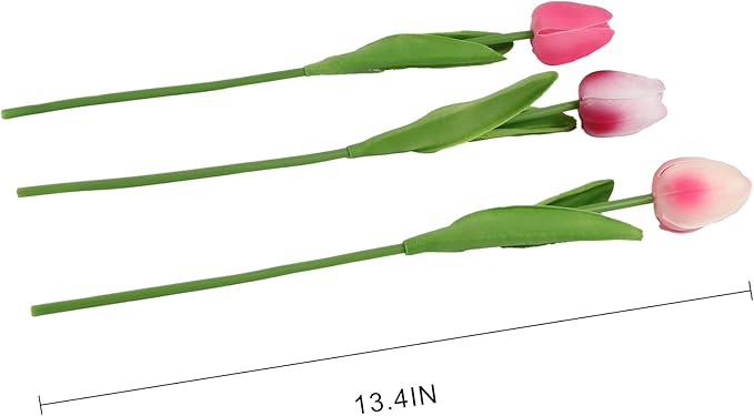 IPOPU Tulips Artificial Flowers 24pcs Multi Pink Flowers Artificial for Decoration Fake Tulips Fake Pink Flowers Floral Arrangements Faux Tulips for Table Home Wedding Centerpieces Decor (Multi Pink)