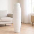 Leewadee Large 34″ Tall Floor Vase, White - Handcrafted Mango Wood for Pampas & Dried Stems
