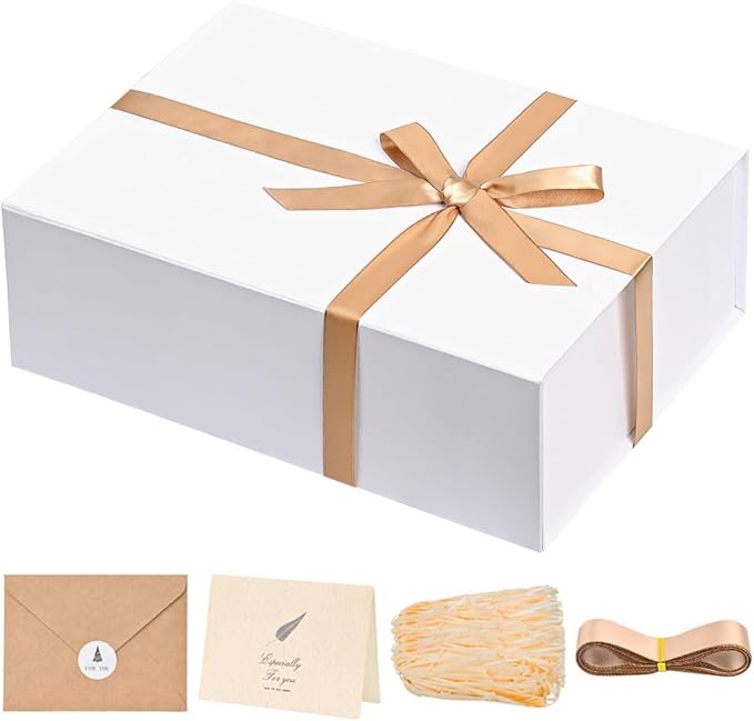 LIFELUM Green Gift Box 14"x8.5"x4.5" Christmas Gift Boxes with Lids for Presents for Anniversary Wedding Proposal Birthday Gift boxes with Shredded Filler Card Ribbon