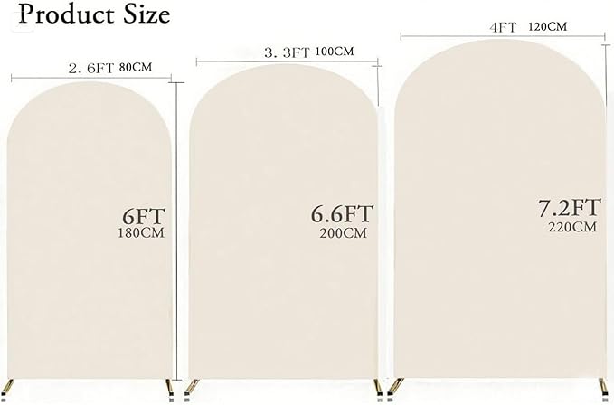 Beige 6.6 FT Arch Backdrop Cover, Beige Wedding Arch Cover 6.6 FT,Chiara Backdrop Covers for Party Decor